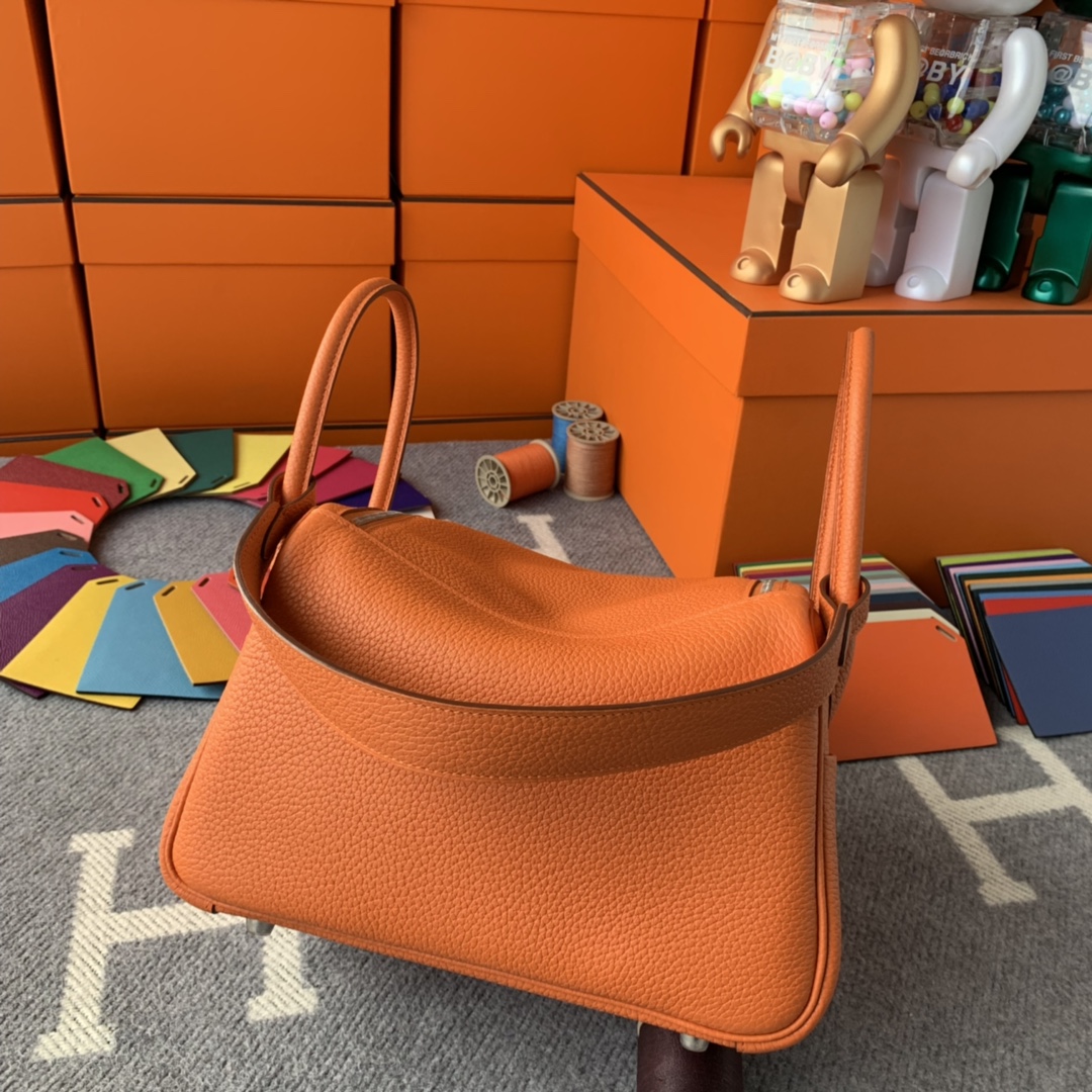 에르메스 린디백26 오렌지 은장 끌레망스 가죽